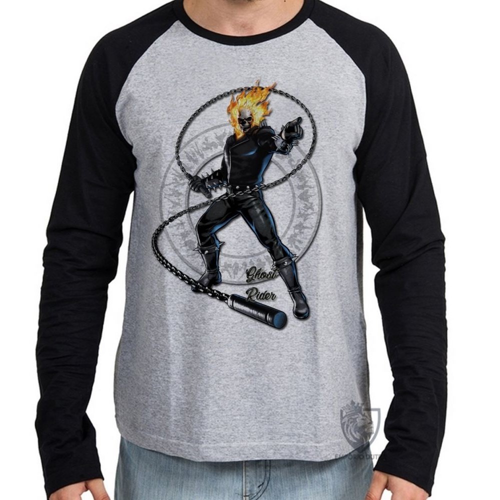 Camiseta Manga Longa blusa Motoqueiro Fantasma