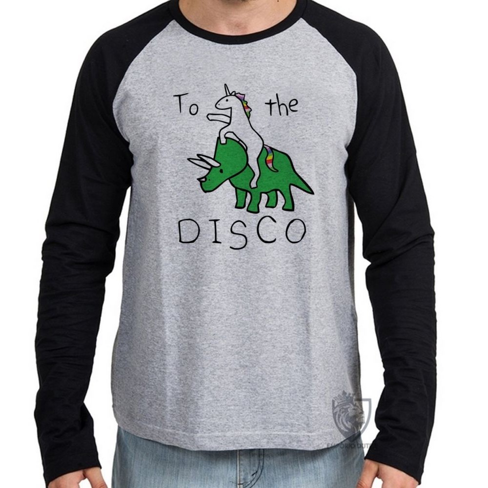 Camiseta Manga Longa blusa Dinossauro Unicórnio
