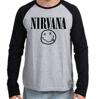 Camiseta Manga Longa blusa Nirvana Carinha
