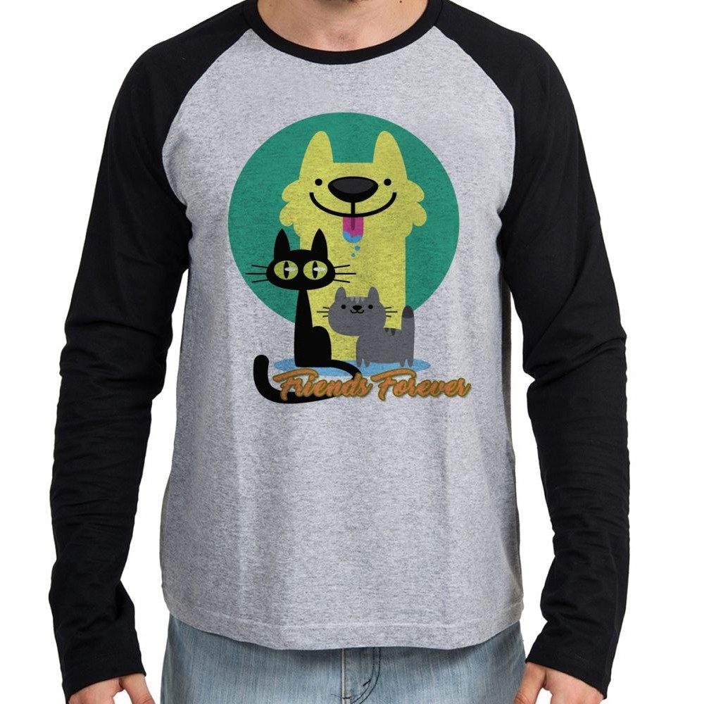 Camiseta Manga Longa blusa Pets Friend Forever