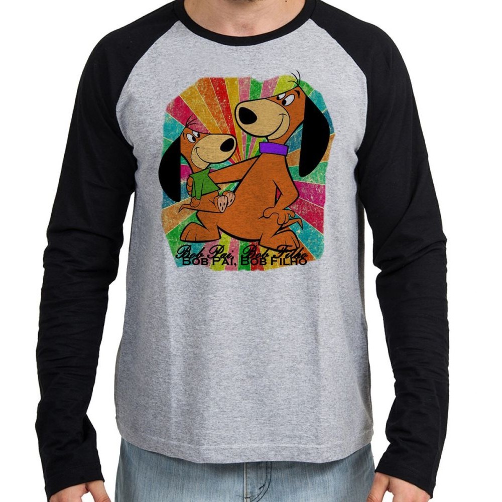 Camiseta Manga Longa blusa Bob pai Bob filho