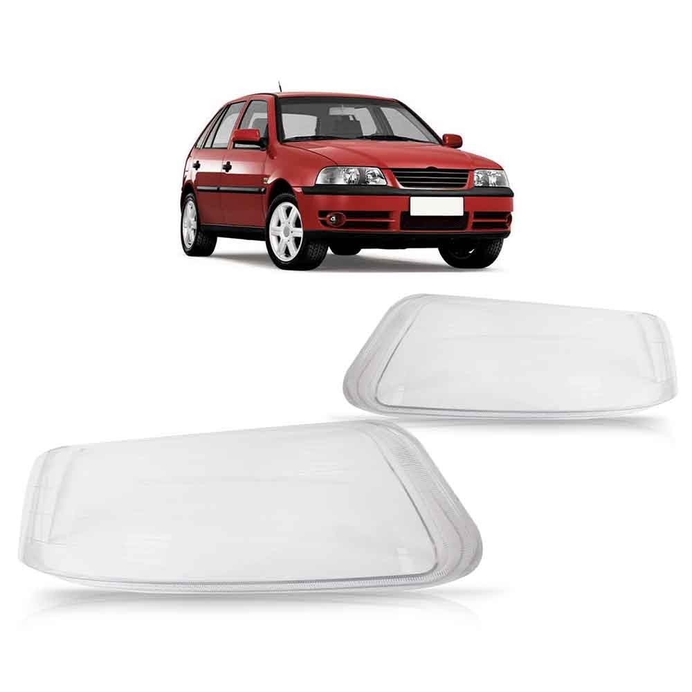 Par Lente Farol Gol Parati Saveiro G3 1999 A 2005 Transparente Lente Lisa Acrilico - Spare Parts and Accessories for Vehicles