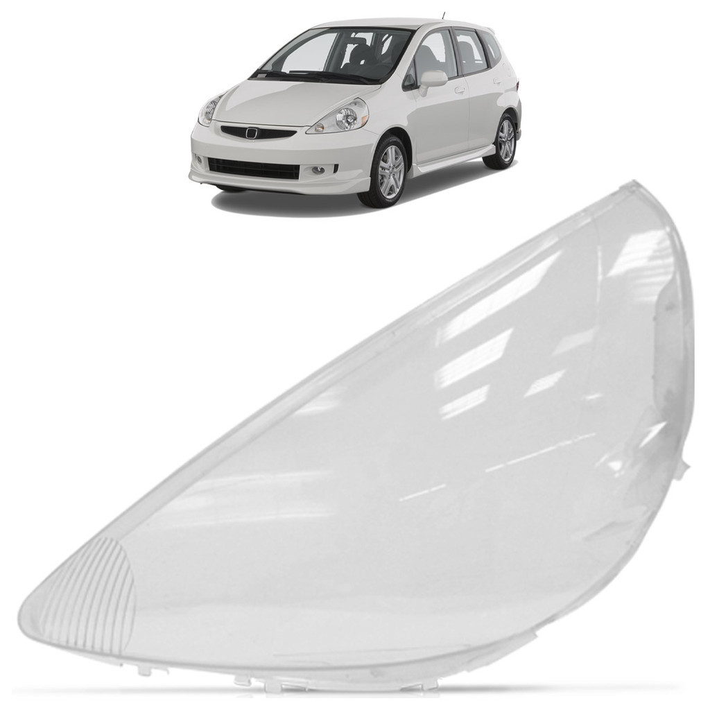 Lente Farol Dianteiro Honda Fit 2003 2004 2005 2006 2007 2008 Lente Lisa Acrilico Transparente