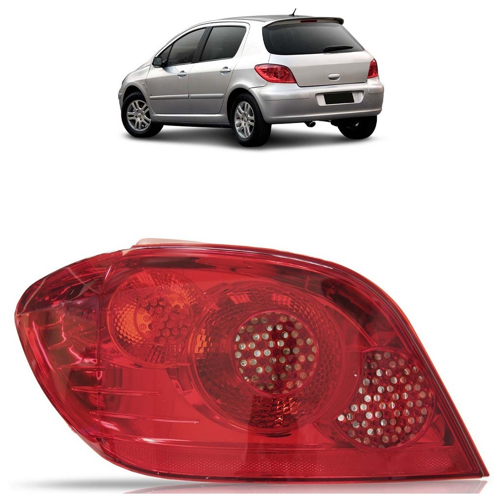 Lanterna Traseira 307 Hatch 2007 2008 2009 2010 2011 2012 Rubi Lente Lisa Acrilico em Oferta na Shopee