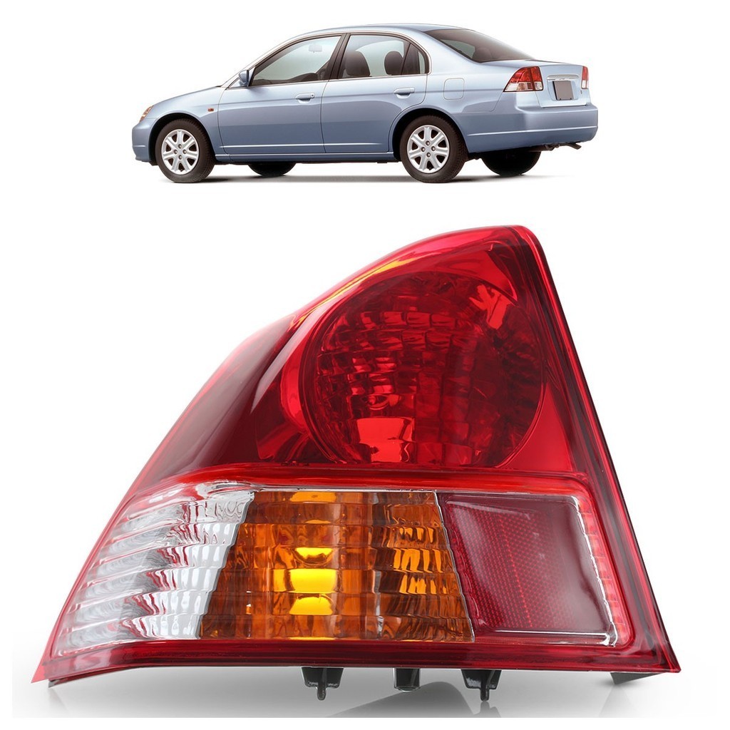 Lanterna Traseira Civic 2004 2005 2006 Canto Bicolor Lente Lisa Acrilico em Oferta na Shopee
