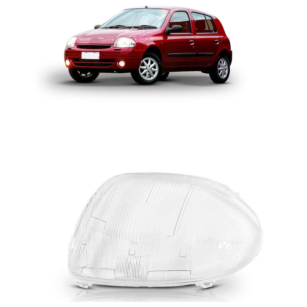 Lente Farol Dianteiro Clio 1999 2000 2001 2002 2003 Estriada Acrilico Transparente - Spare Parts and Accessories for Vehicles
