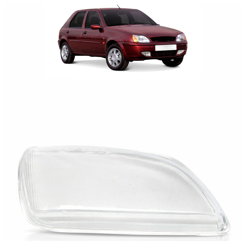 Lente Farol Dianteiro Fiesta 2000 2001 2002 Transparente Lente Lisa Vidro