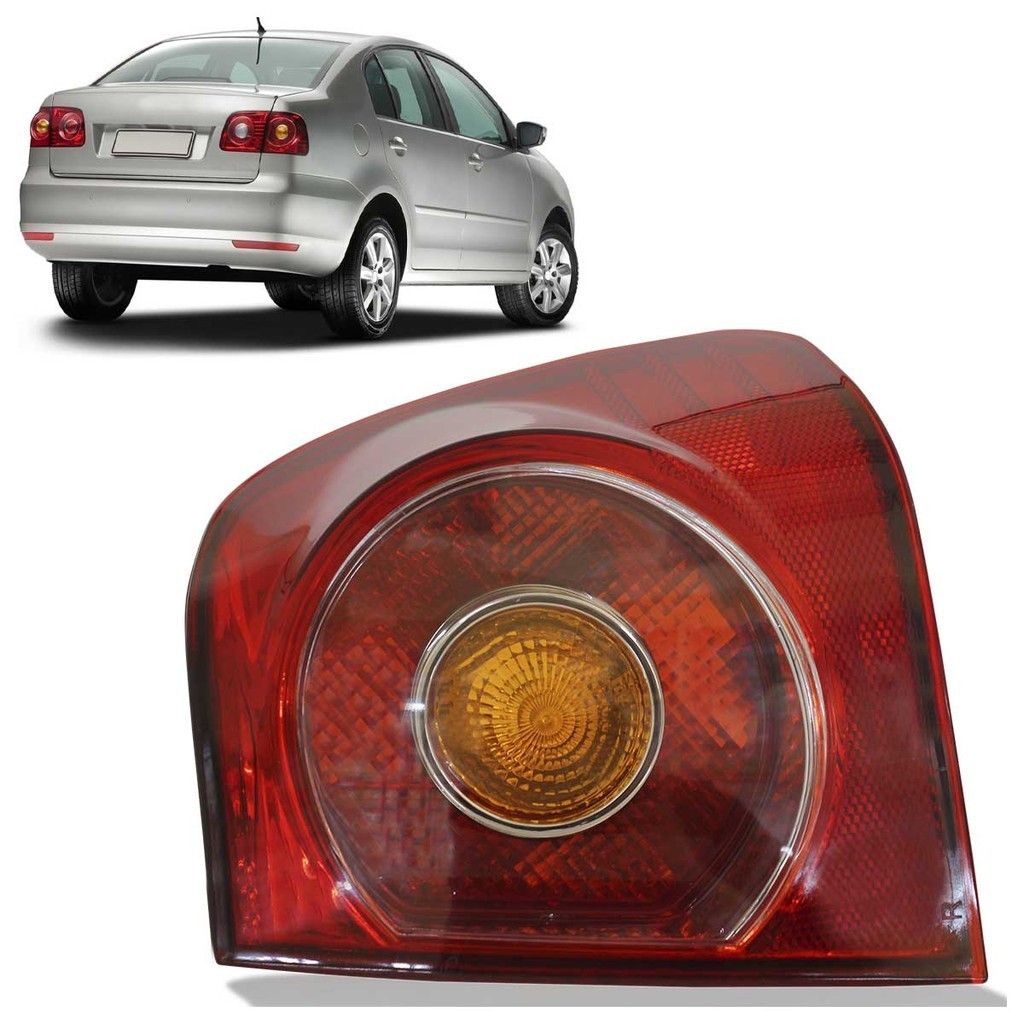 Lanterna Traseira Polo Sedan 2007 2008 2009 2010 2011 2012 2013 2014 Canto Rubi Lente Acrilico em Oferta na Shopee