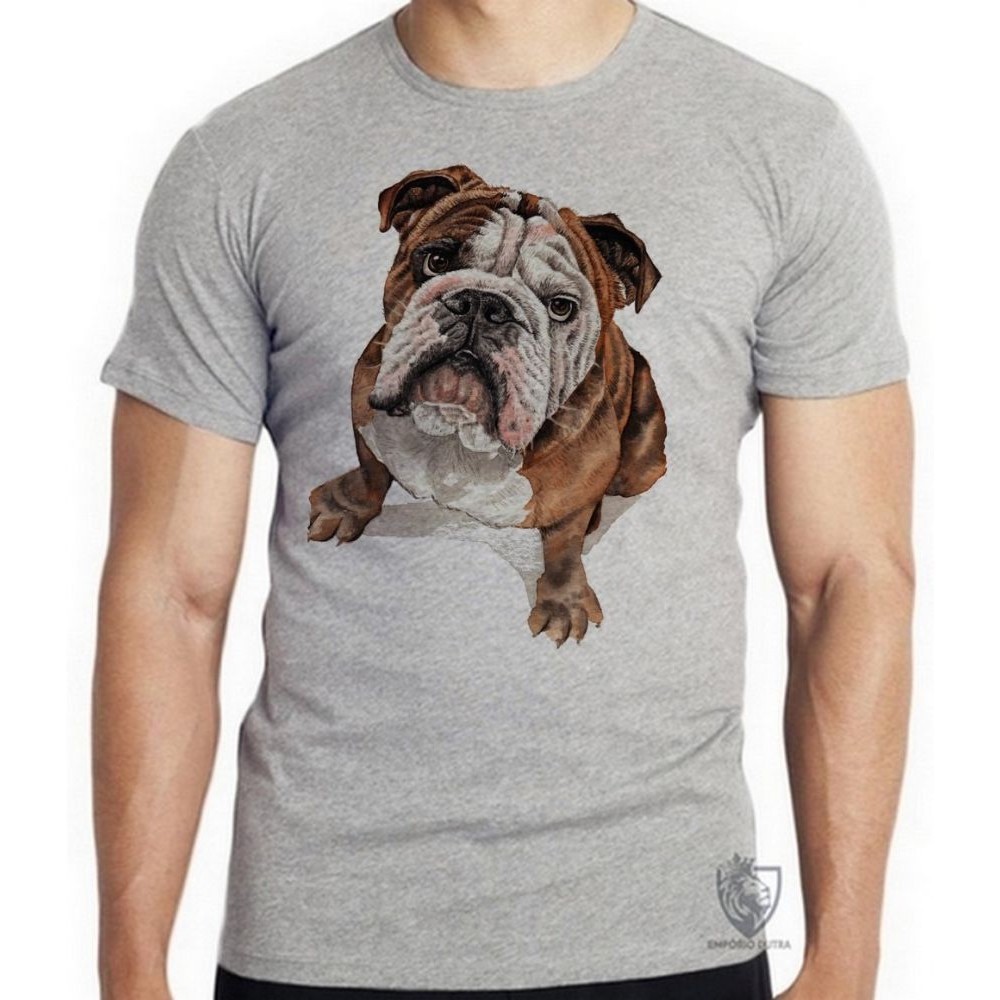 Camiseta Cachorro Bulldog Dog Blusa criança infantil juvenil adulto camisa todos tamanhos