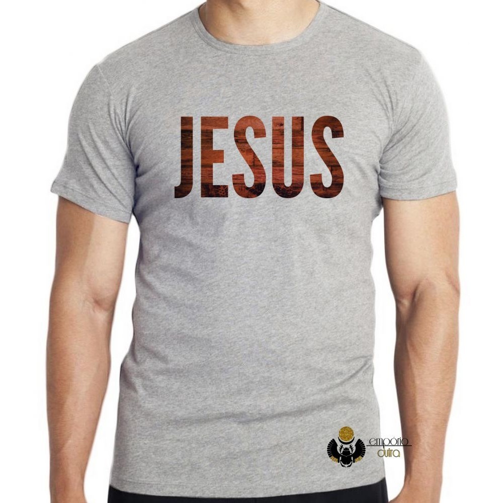 Camiseta Jesus madeira Blusa criança infantil juvenil adulto camisa tamanhos