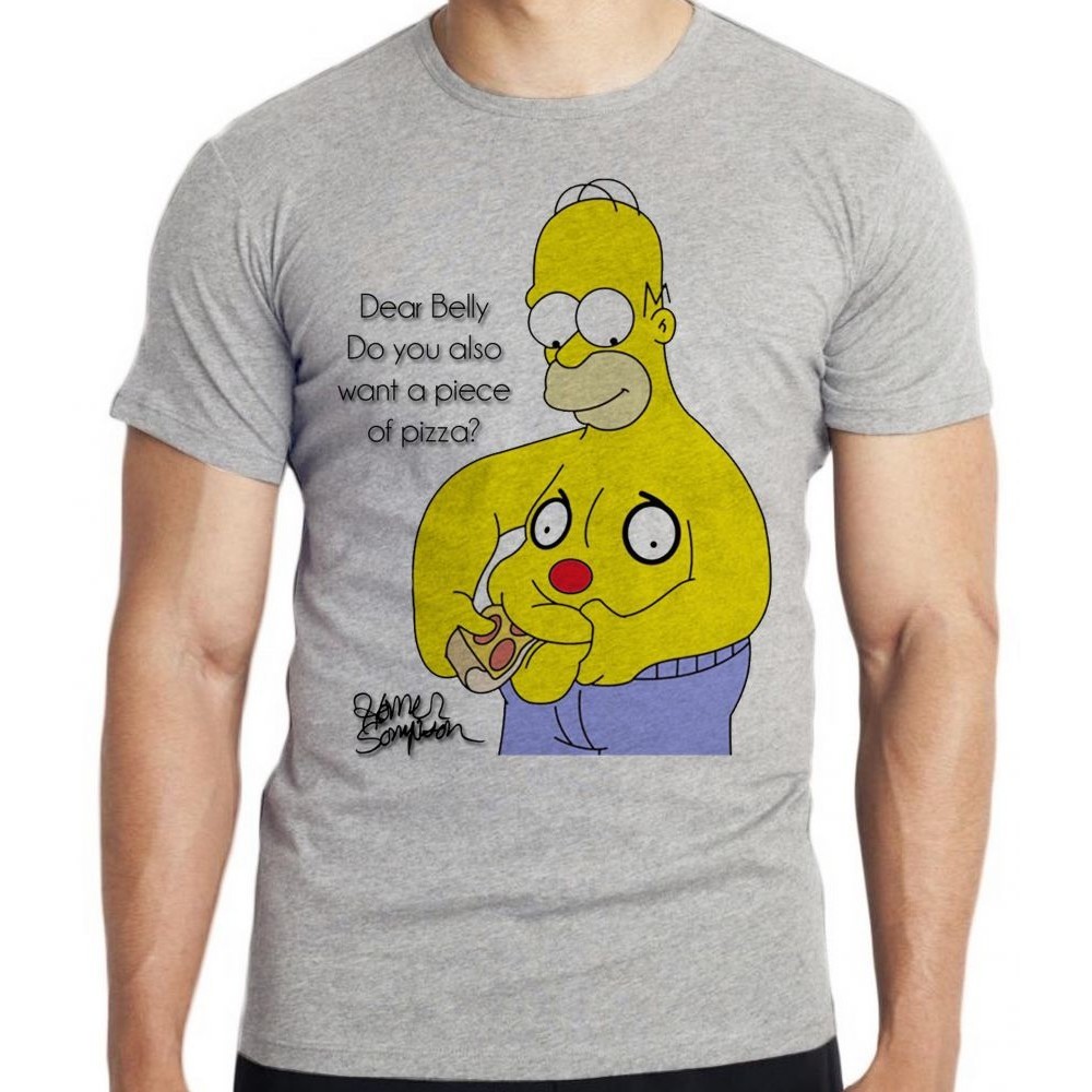 Camiseta Homer Simpsons pizza barriga Blusa criança infantil juvenil adulto camisa tamanhos