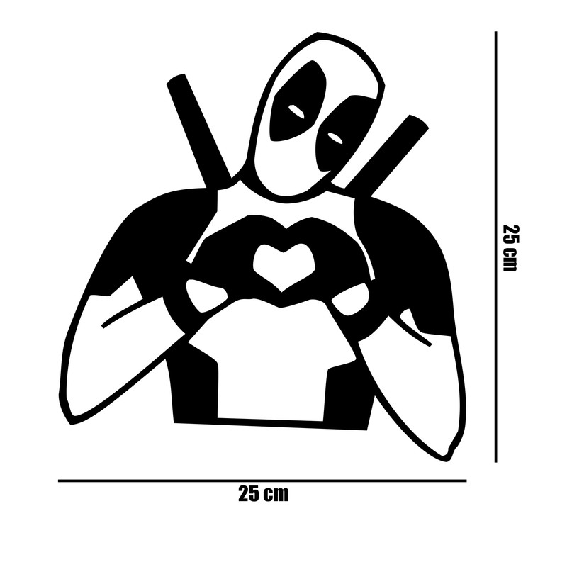 Adesivo Deadpool Love 25x25 cm - Moto/Carro/Notebook