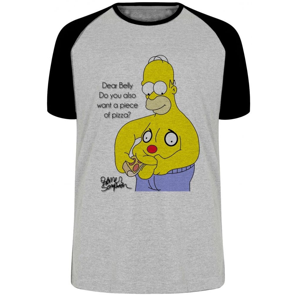 Camiseta Homer Simpsons pizza barriga Blusa Plus Size extra grande adulto ou infantil