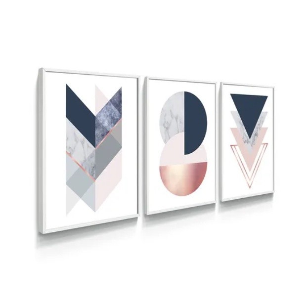 Quadro Decorativo Geometrico Marmore Rosa Azul Sala Quarto Papel de Parede ArtSpace 83