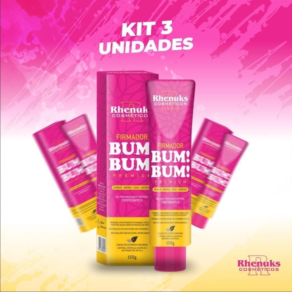 kit 3 Creme Gel Massageador Firmador De Bumbum  Para Celulite Estria Flacidez Redutor de Gorduras