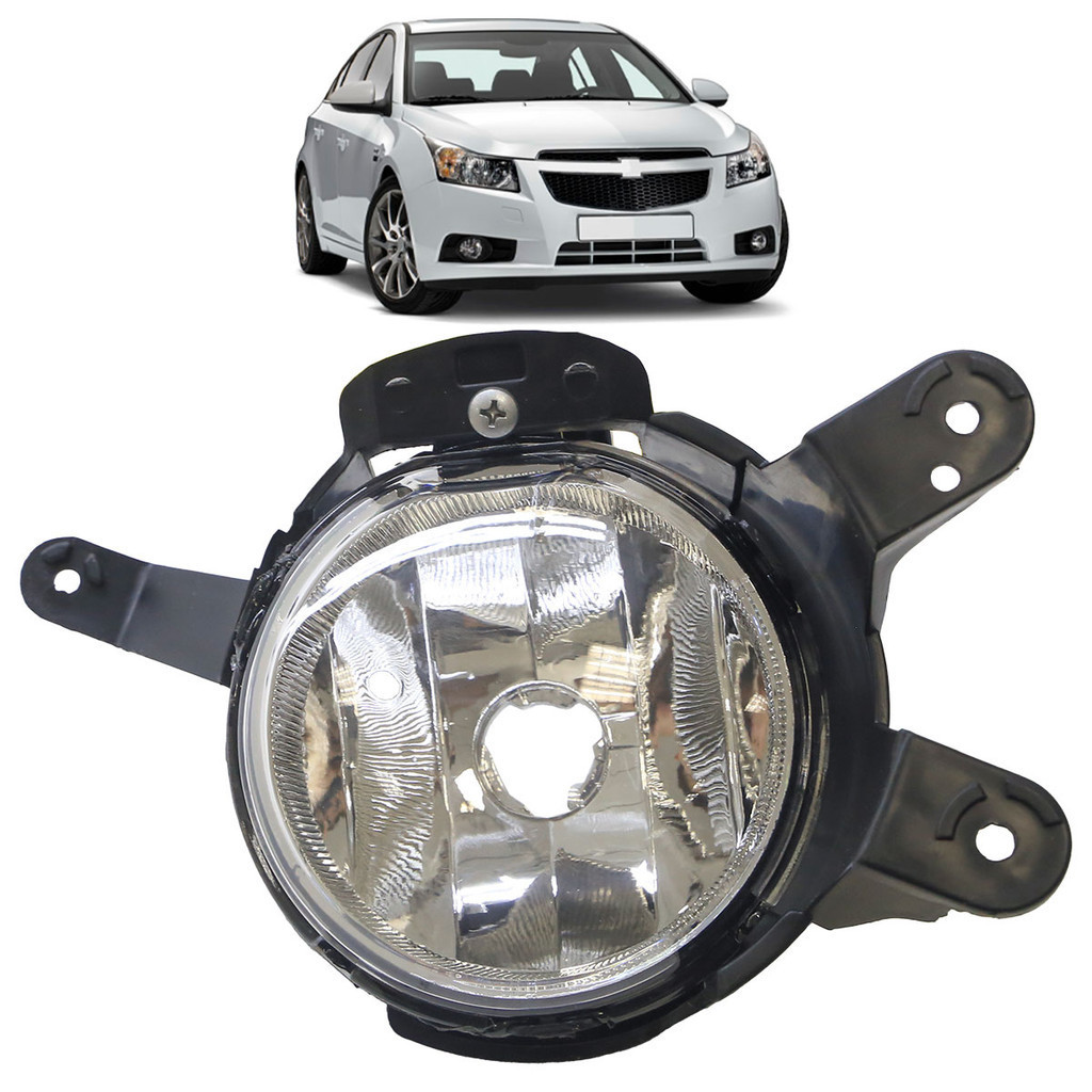 Farol de Milha Auxiliar Cruze 2011 2012 2013 2014 Carcaça Preta Lente Lisa Acrilico - Spare Parts and Accessories for Vehicles