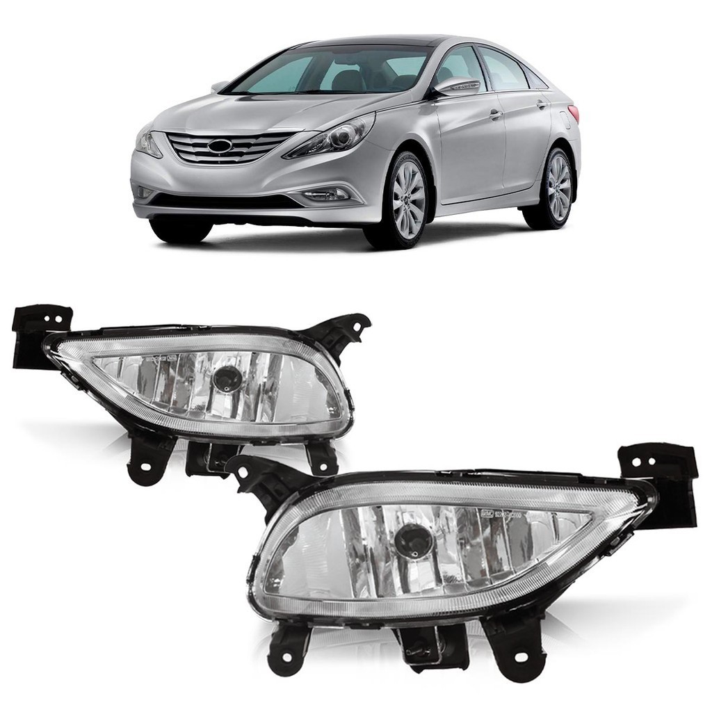 Farol Milha Auxiliar Sonata 2011 2012 2013 2014 Carcaça Preta Lente Lisa em Oferta na Shopee