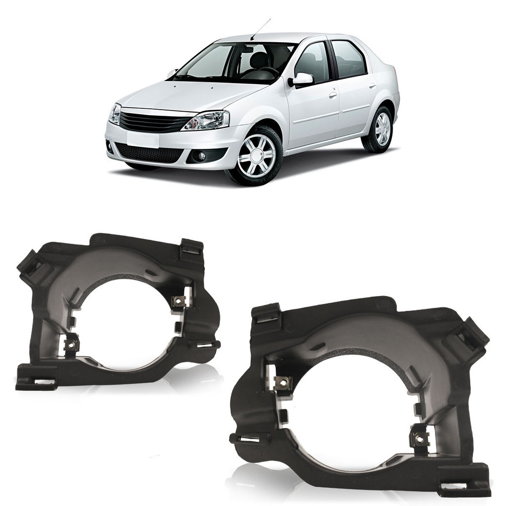 Suporte Farol de Milha Logan 2011 2012 2013 Preto Encaixe Perfeito Preto