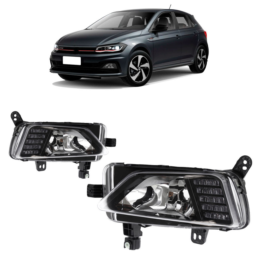 Farol Milha Auxiliar Polo 2017 2018 2019 2020 Com DRL Lente Lisa Acrilico em Oferta na Shopee