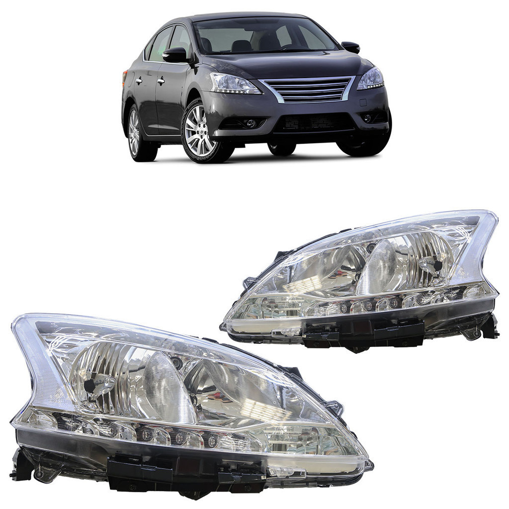 Par Farol Dianteiro Sentra 2014 2015 2016 Sem Led Máscara Cromada