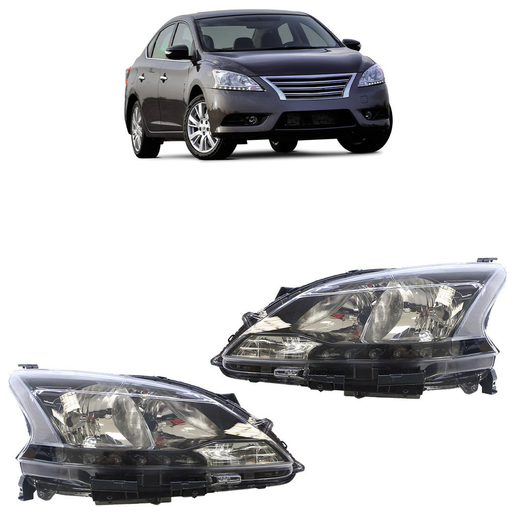 Par Farol Dianteiro Sentra 2014 2015 2016 Sem Led Máscara Negra
