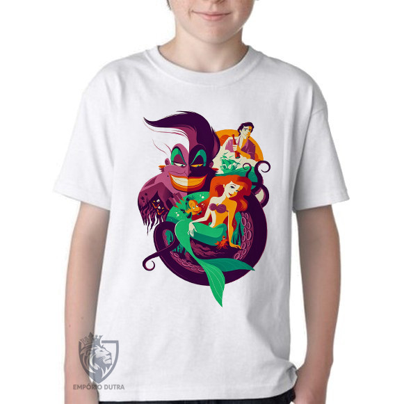 Camiseta Infantil ou adulto Pequena Sereia Blusa Criança todos tamanhos