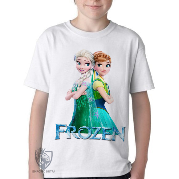 Camiseta Infantil ou adulto Frozen Anna Elsa de costas Blusa Criança todos tamanhos