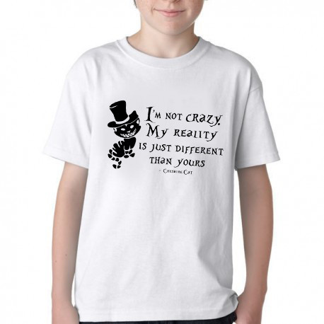 Camiseta Infantil ou adulto  Gato de Cheshire I'm not crazy  Blusa Criança todos tamanhos