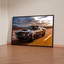 Quadro Decorativo 120x80cm Carro Ford Mustang Hall Sala Quarto Casa Decoração De Parede Mdf Adesivo