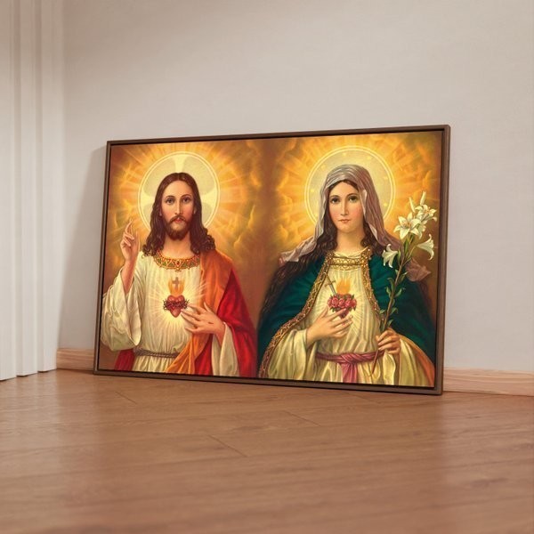 Quadro Decorativo 115x80cm Jesus Cristo e Maria Hall Sala Quarto Casa Decoração De Parede Mdf Adesivo em Oferta na Shopee