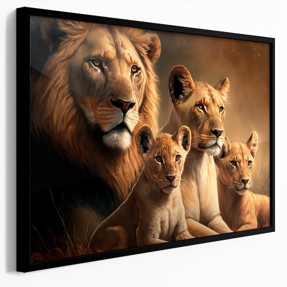 Quadro Decorativo Grande 110x80cm Leão Leoa Seus Filhotes Sala Quarto Hall Casa Decoração De Parede Mdf Adesivo em Oferta na Shopee