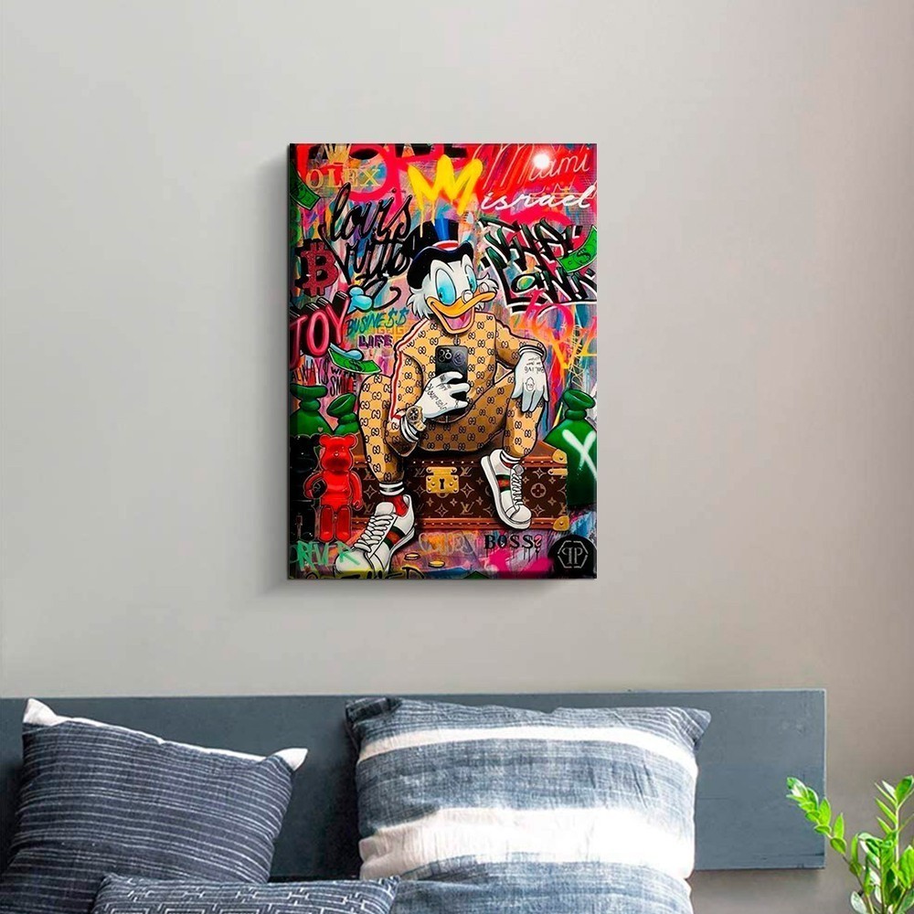 Quadro Decorativo 110x80cm Grande Hd Tio Patinhas Ostentação Grafitado para  escritório   Luxo Casa Decoração De Parede Mdf Adesivo Sala Quarto Hall