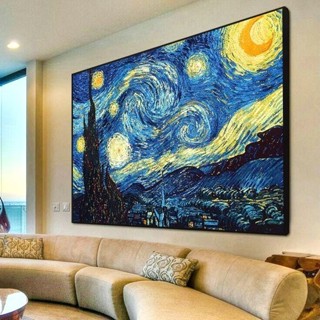 Quadro Decorativo 110x80cm Pintura A Noite Estrelada Van Gogh Hall Sala Quarto Casa Decoração De Parede Mdf Adesivo em Oferta na Shopee