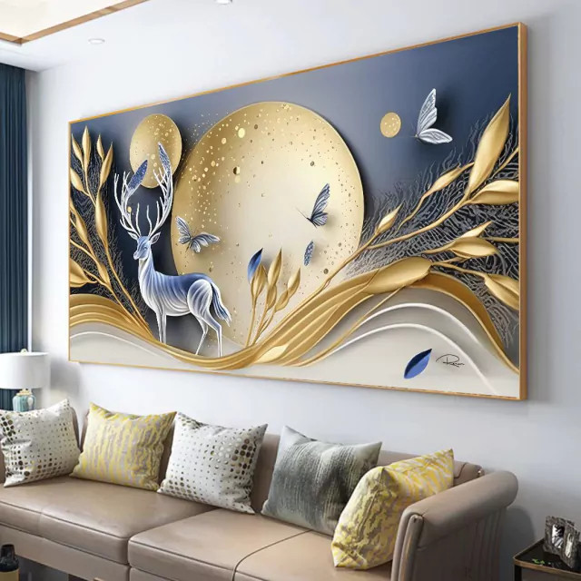 Quadro Decorativo 110x80cm Cervo Dourado Abstrato Fluido Hall Casa Sala Quarto Decoração De Parede Mdf Adesivo Grande em Oferta na Shopee