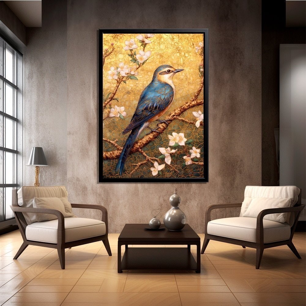 Quadro Decorativo 110x80cm Grande Luxo HD  Passarinho No Galho Sala Quarto Hall Casa Decoração De Parede Mdf Adesivo
