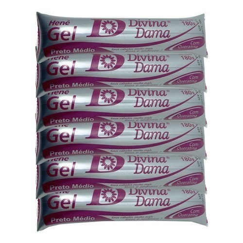 Kit C/ 6un Henê Gel Divina Dama Médio Bisnaga 180g
