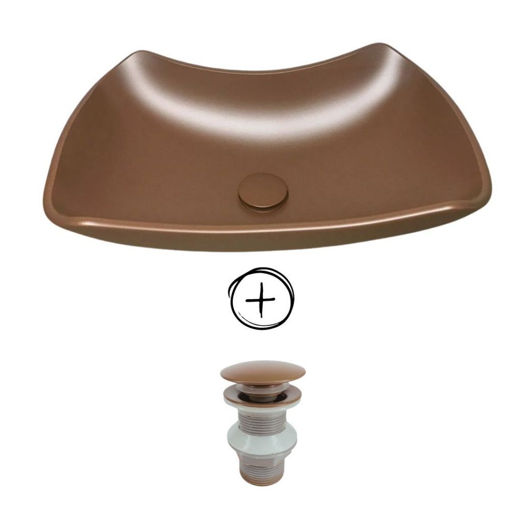 CUBA PIA DE VIDRO ABAULADA FOSCA PARA BANHEIRO E LAVABO 45CM X 30CM  + VÁLVULA CLICK FOSCA MODELO DE APOIO