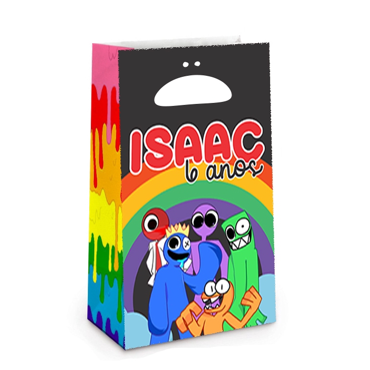 Sacolinha Personalizada 14,7x9,2x4,1cm • Lembrancinha Festa Infantil Rainbow Friends
