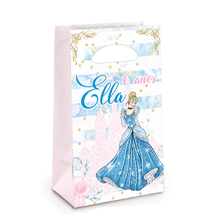 Sacolinha Personalizada 14,7x9,2x4,1cm • Lembrancinha Festa Infantil Cinderela