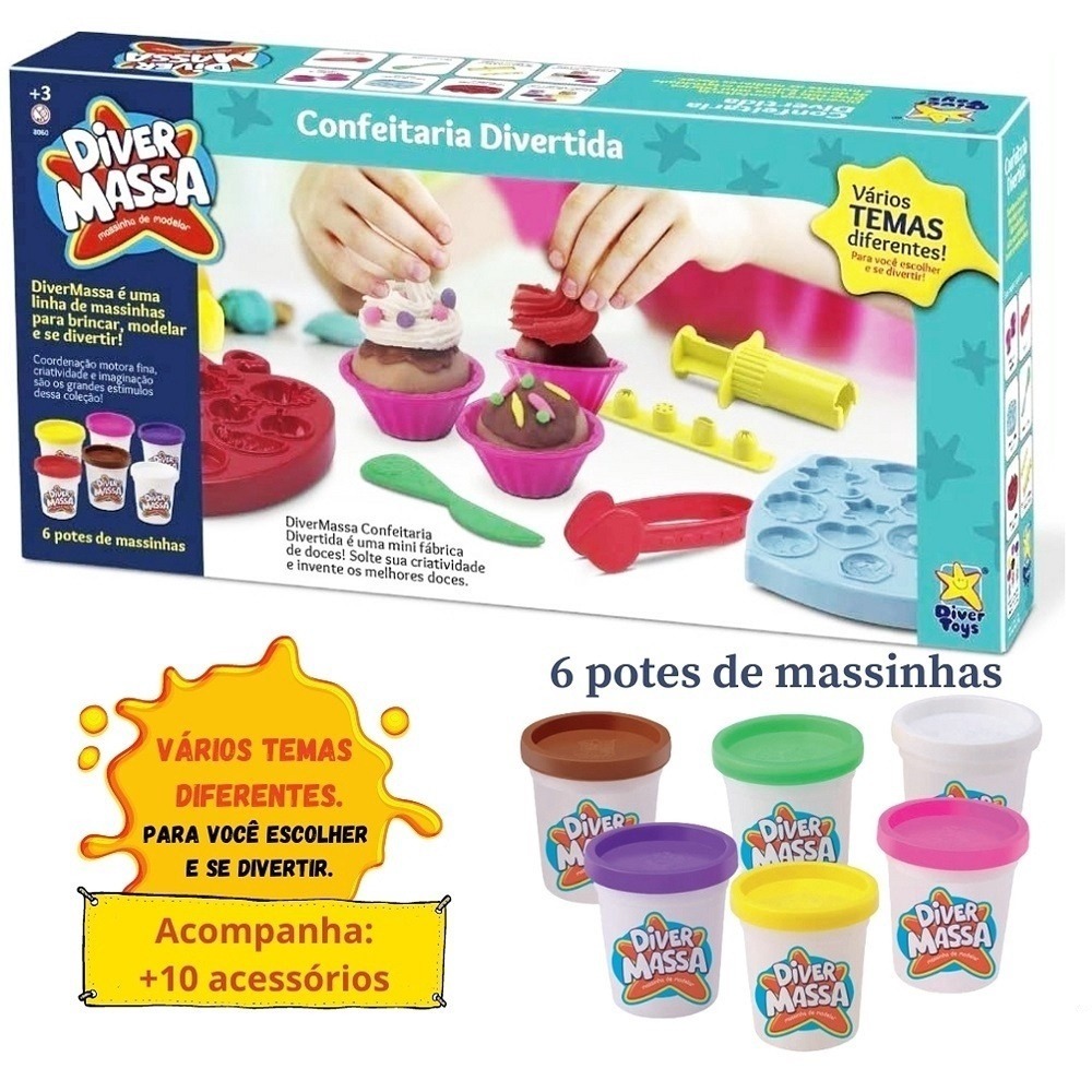 Massa Massinha De Modelar Infantil - Confeitaria Divertida - Divertoys em Oferta na Shopee