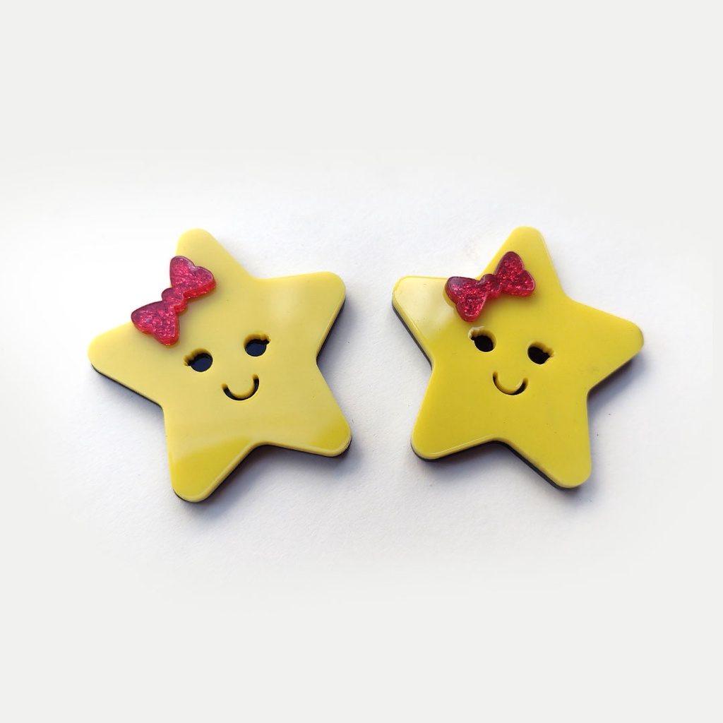 Estrela Com Lacinho Apliques Acrilico Para Laço de Cabelo Laços De Natal