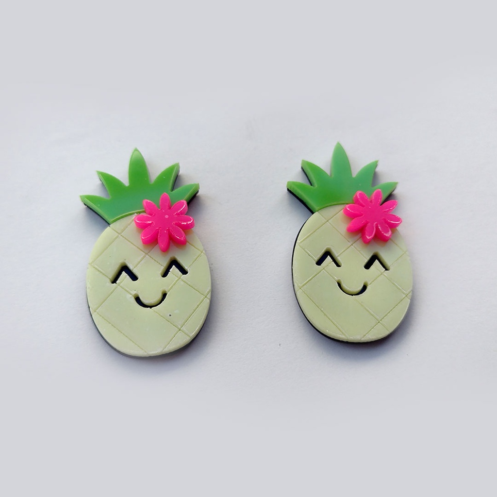 Abacaxi Com Carinha Apliques Acrilico Frutas Para Laço de Cabelo