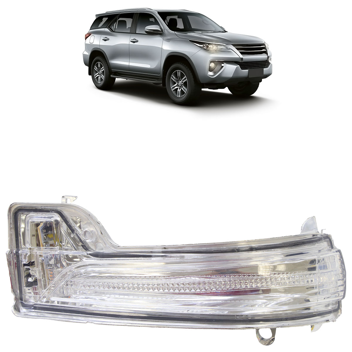 Pisca Retrovisor Hilux Sw4 2016 2017 2018 2019 2020 Cromado Com Led Cristal Lente Lisa em Acrílico