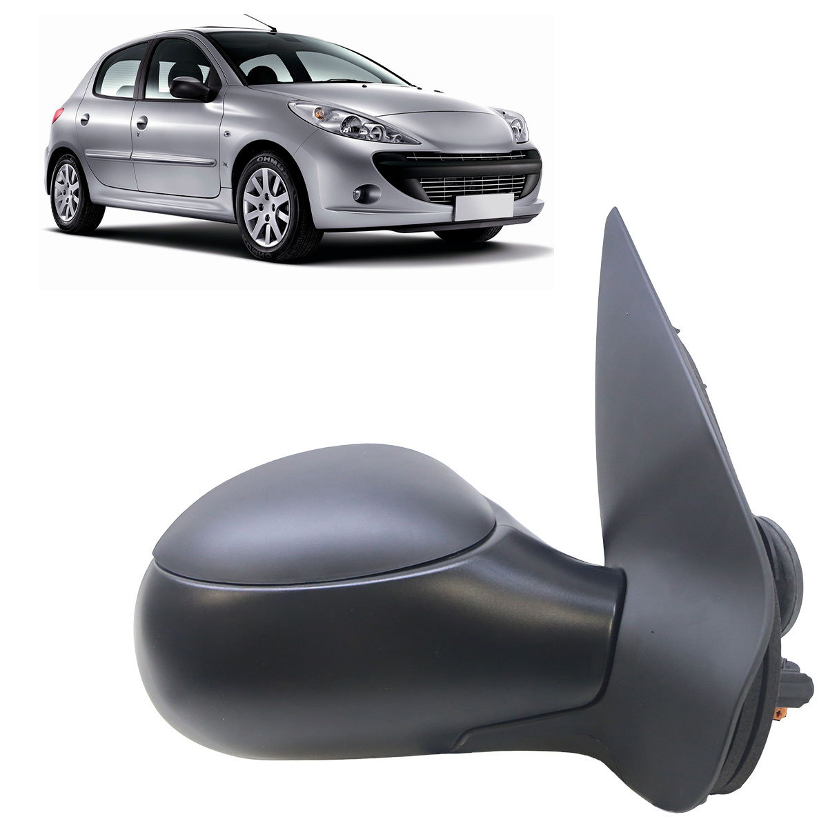 Retrovisor Peugeot 207 2008 2009 2010 2011 2012 2013 2014 2015 Preto Texturizado