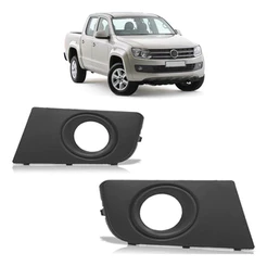 Par Moldura Grade Milha Amarok 2010 2011 2012 2013 Com Furo Para Milha Preto
