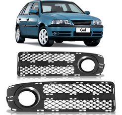 Par Moldura Grade Milha Gol G3 2003 2004 2005 Fase II com Furo Preto