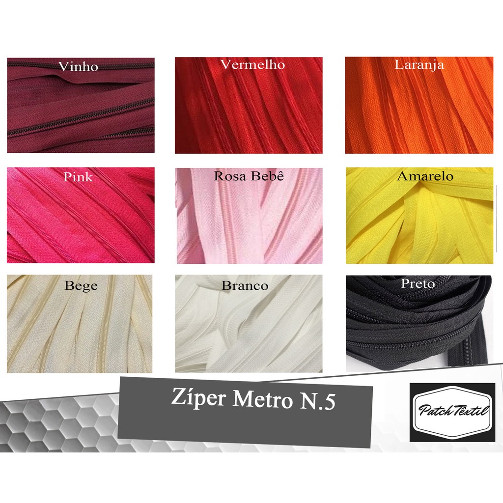 Zíper Nylon N.5 Em Metros  - Kit 10 Metros
