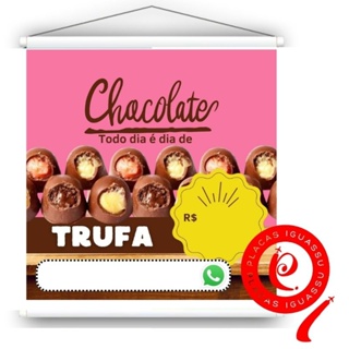 Banner Trufa Bombom 40x40cm Ref:pink SEM PERSONALIZAÇÃO Não mancha desbota Sol chuva em Oferta na Shopee