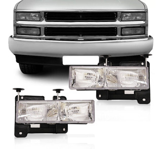 Farol Dianteiro Silverado 1997 1998 1999 2000 2001 2002 2003 Máscara Cromada Lente Estriada Acrilico