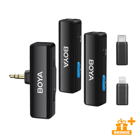 Microfone Lapela Boya Boyalink A2 Usb C/Lightning e 3.5mm Preto
